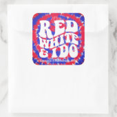 Sticker Carré Blanc rouge que je fais | 4 juillet Tie Dye Bachel (Sac)