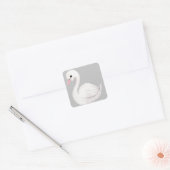 Sticker Carré Blanc Swan Elegant Gris Script Genre Neutre (Enveloppe)
