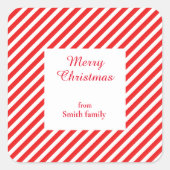 Sticker Carré Blancs mignons et rayés rouges (Devant)