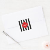 Sticker Carré Blancs Noir Rouge Quatrefoil 3 Monogramme (Enveloppe)