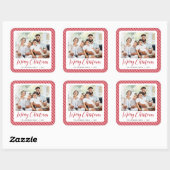 Sticker Carré Blancs rouges Joyeux Noël Photo (Feuille)