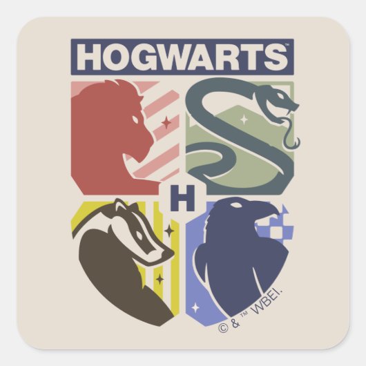 Sticker Carré Blason timbré HOGWARTS™ vintage (Devant)