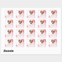 Sticker Carré Blenheim Cavalier King Charles Spaniel Puppy