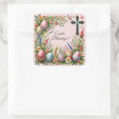 Sticker Carré Blessures de Pâques Cadre des Oeufs de Pâques Fleu (Sac)