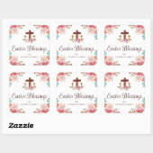 Sticker Carré Blessures de Pâques mignonnes Croix florale (Feuille)