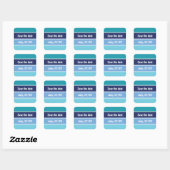 Sticker Carré Bleu amusant rayé (Feuille)
