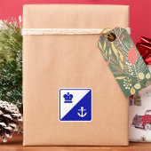 Sticker Carré bleu Ancre et couronne