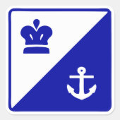 Sticker Carré bleu Ancre et couronne (Devant)