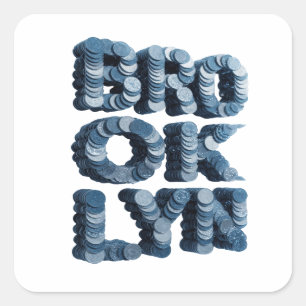 Sticker Carré Bleu animé BROOKLYN Style Vinyl