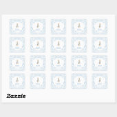 Sticker Carré Bleu blanc Pierre le lapin Baby shower Beatrix (Feuille)