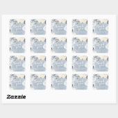 Sticker Carré Bleu bleu foncé en fleurs mariage merci (Feuille)