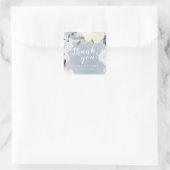 Sticker Carré Bleu bleu foncé en fleurs mariage merci (Sac)