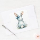 Sticker Carré Bleu Bunny Tail Lapin de Pâques avec Oeufs (Enveloppe)