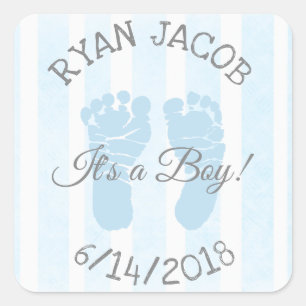 Sticker Carré Bleu c'est un garçon Empreintes Baby showers Stic