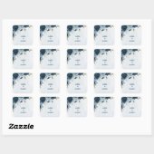 Sticker Carré bleu clair marine fleurs mariage (Feuille)