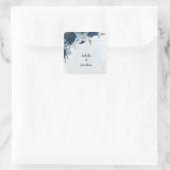 Sticker Carré bleu clair marine fleurs mariage (Sac)