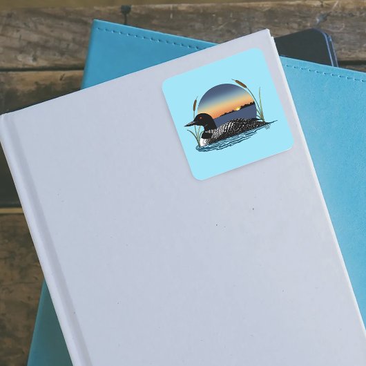 Sticker Carré Bleu couché de soleil