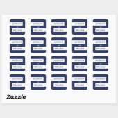 Sticker Carré Bleu de marine moderne simple avec Mariage blanc (Feuille)