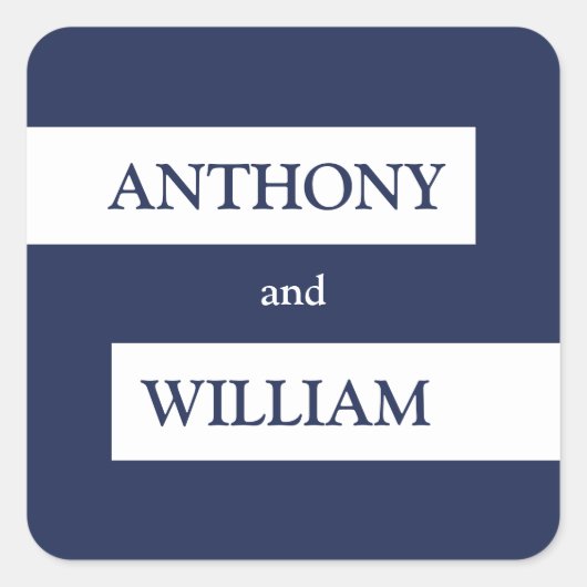 Sticker Carré Bleu de marine moderne simple avec Mariage blanc (Devant)