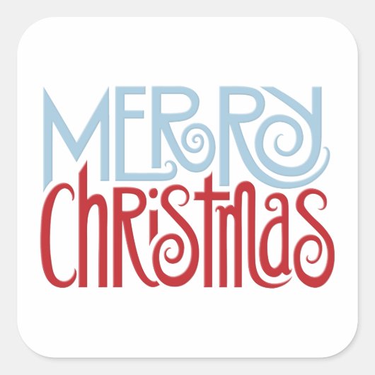 Sticker Carré bleu de Noël Joyeux (Devant)