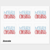 Sticker Carré bleu de Noël Joyeux (Feuille)
