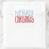 Sticker Carré bleu de Noël Joyeux (Sac)