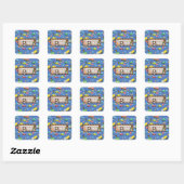 Sticker Carré Bleu du transport (Feuille)