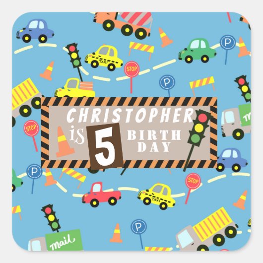 Sticker Carré Bleu du transport (Devant)