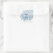 Sticker Carré Bleu Dusty Tropical Palm Tree feuille mignonne Mar (Sac)