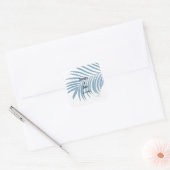 Sticker Carré Bleu Dusty Tropical Palm Tree feuille mignonne Mar (Enveloppe)