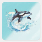 Sticker Carré Bleu et blanc Ocra Ocean Beach Nautique (Devant)