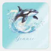 Sticker Carré Bleu et blanc Ocra Ocean Beach Nautique (Devant)