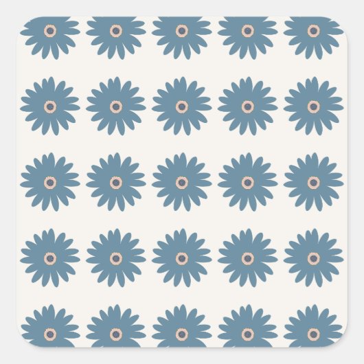 Sticker Carré Bleu et crème Daisy (Devant)