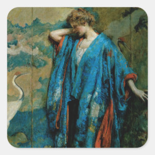 Sticker Carré Bleu et jaune
