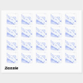 Sticker Carré Bleu et Marbre blanc (Feuille)