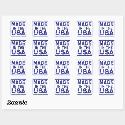 Sticker Carré bleu fabriqué aux Etats-Unis (Feuille)