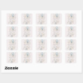 Sticker Carré Bleu Floral Bohème Pastel (Feuille)