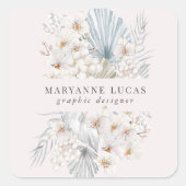 Sticker Carré Bleu Floral Bohème Pastel (Devant)