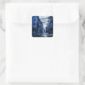 Sticker Carré Bleu foncé et rue blanche (Sac)