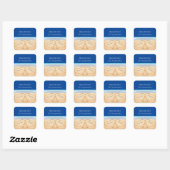 Sticker Carré Bleu foncé Plage Mariage 2 Coeurs dans le sable (Feuille)