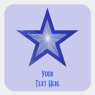 Sticker Carré Bleu foncé Star 'Your Text' carré bleu pâle