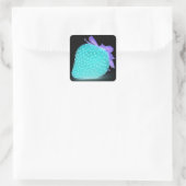 Sticker Carré Bleu fraise neon mignon (Sac)