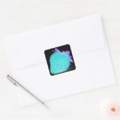 Sticker Carré Bleu fraise neon mignon (Enveloppe)