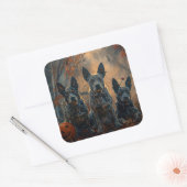 Sticker Carré Bleu Heeler Halloween nuit chien délice (Enveloppe)