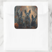 Sticker Carré Bleu Heeler Halloween nuit chien délice (Sac)