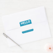 Sticker Carré Bleu "Hello" Nom Badge Plaque (Enveloppe)