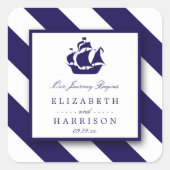 Sticker Carré Bleu Mariage de navire marine (Devant)