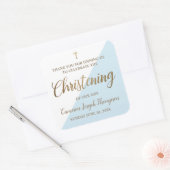 Sticker Carré Bleu moderne et blanc d'or de baptême de bébé (Enveloppe)