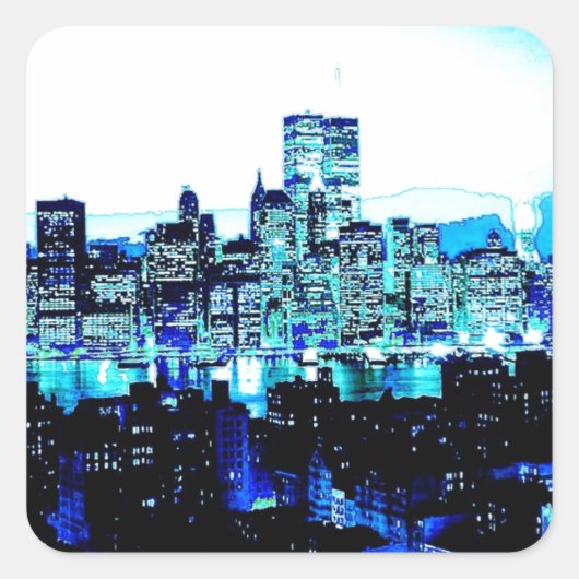 Sticker Carré Bleu New York (Devant)