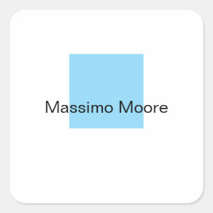 Sticker Carré Bleu Noir Blanc Simple Élégant Nom Personnel